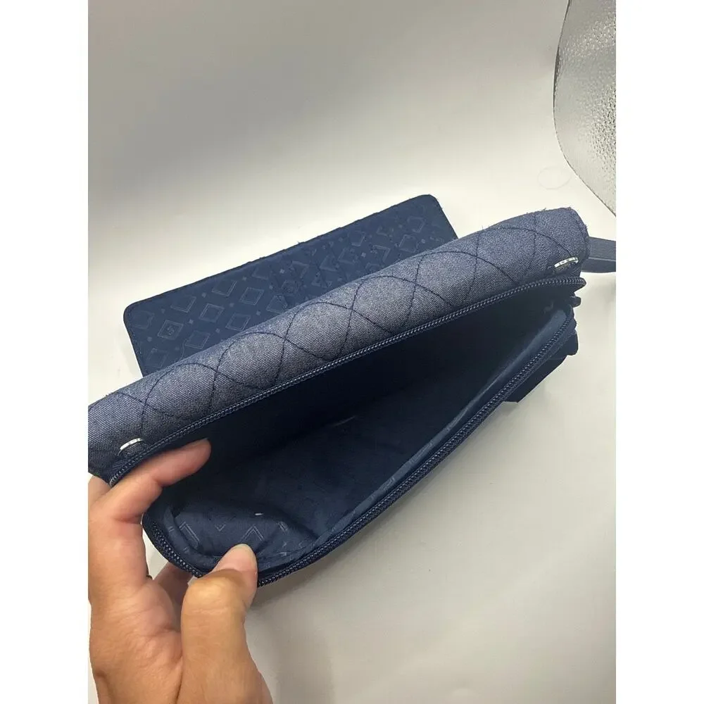 Vera Bradley RFID Wallet Wristlet Moonlight Navy Quilted Organizer Purse